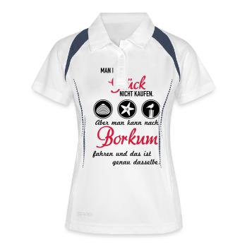 Glück Borkum - Frauen Polo atmungsaktiv - Weiß/Navy - Vorne