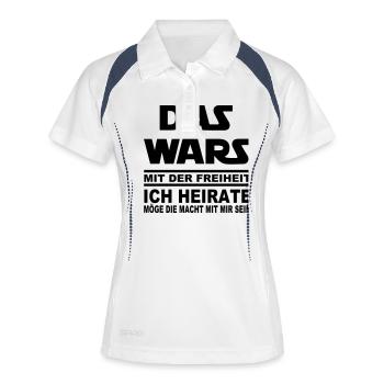 DAS WARS x HEIRATE - Frauen Polo atmungsaktiv - Weiß/Navy - Vorne
