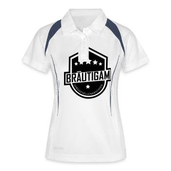 Bräutigam - Frauen Polo atmungsaktiv - Weiß/Navy - Vorne