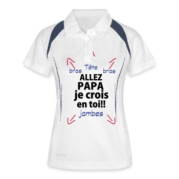 je crois en toi papa - Polo respirant Femme - blanc/marine - Devant