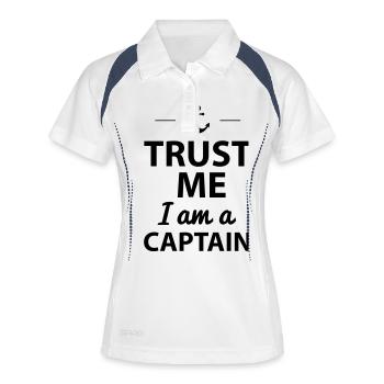 Trust me I am a captain - Frauen Polo atmungsaktiv - Weiß/Navy - Vorne
