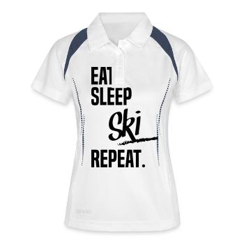 EAT SLEEP SKI - Frauen Polo atmungsaktiv - Weiß/Navy - Vorne