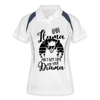 Mama Llama ain't got time for your Drama - Mutter - Frauen Polo atmungsaktiv - Weiß/Navy - Vorne