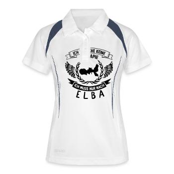 Ich brauche keine Therapie, ich muss nur nach Elba - Frauen Polo atmungsaktiv - Weiß/Navy - Vorne