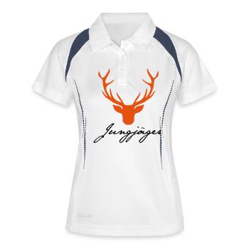 Jung-Jäger - Frauen Polo atmungsaktiv - Weiß/Navy - Vorne