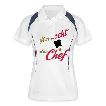 cuire à feu - Polo respirant Femme - blanc/marine - Devant