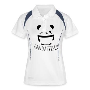panda pandastisch - Frauen Polo atmungsaktiv - Weiß/Navy - Vorne