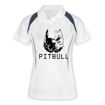 pitbull dog - Polo respirant Femme - blanc/marine - Devant
