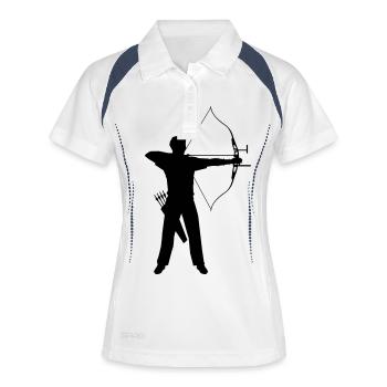 tir a l'arc -bow and arrows - Polo respirant Femme - blanc/marine - Devant