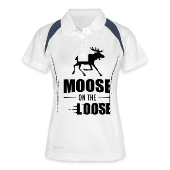 Moose On The Loose - Frauen Polo atmungsaktiv - Weiß/Navy - Vorne