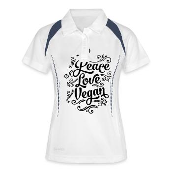 Peace - Love - Vegan - Polo respirant Femme - blanc/marine - Devant