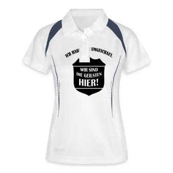 (wir_sind_die_geilsten_hier_01) - Frauen Polo atmungsaktiv - Weiß/Navy - Vorne