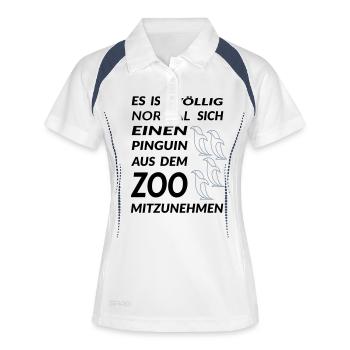 Pinguin aus dem Zoo - Vector Farben - Frauen Polo atmungsaktiv - Weiß/Navy - Vorne