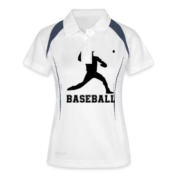 baseball - Frauen Polo atmungsaktiv - Weiß/Navy - Vorne