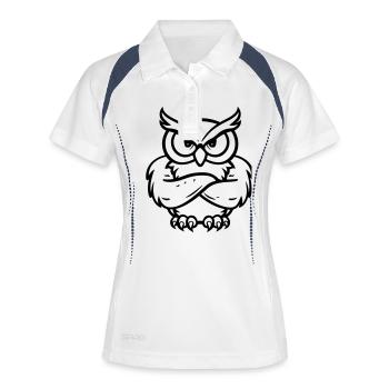 eule comic - Frauen Polo atmungsaktiv - Weiß/Navy - Vorne