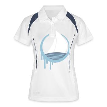 voilier équipage rond logo chute graffiti icône - Polo respirant Femme - blanc/marine - Devant