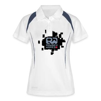Rauschwaren Komplettlogo - Frauen Polo atmungsaktiv - Weiß/Navy - Vorne