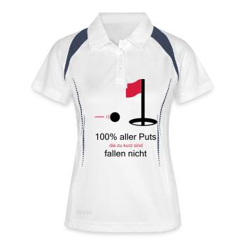 Golf - 100 Prozent aller Putts (2-farbig) - Frauen Polo atmungsaktiv - Weiß/Navy - Vorne