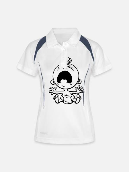 The baby is crying. - Women's Polo breathable - white/navy