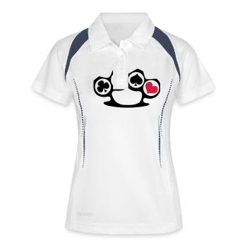 Poker Karten Cannasta Rommy Skat Hearts - Frauen Polo atmungsaktiv - Weiß/Navy - Vorne