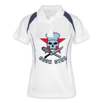 cook_star_2 - Women's Polo breathable - white/navy - Front