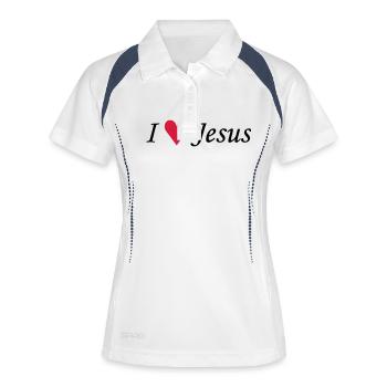 I love Jesus EN - Polo respirant Femme - blanc/marine - Devant
