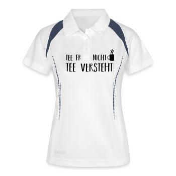 Tee fragt nicht - Frauen Polo atmungsaktiv - Weiß/Navy - Vorne