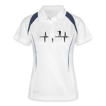 Vecteur de battement de cœur de biathlon - Polo respirant Femme - blanc/marine - Devant