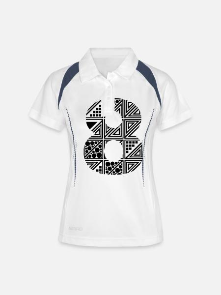 8 number eight - Polo respirant Femme - blanc/marine