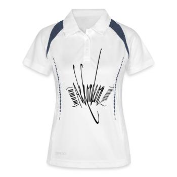 Akkordeon II - Frauen Polo atmungsaktiv - Weiß/Navy - Vorne