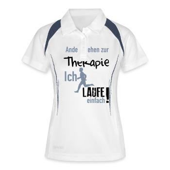 Therapie Laufen - Frauen Polo atmungsaktiv - Weiß/Navy - Vorne
