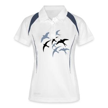 Schwalben Richtung Süden - Frauen Polo atmungsaktiv - Weiß/Navy - Vorne