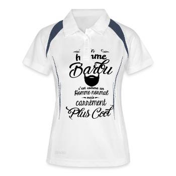 Un homme barbu c'est carrément plus cool - Polo respirant Femme - blanc/marine - Devant