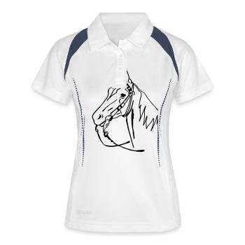 cheval western - Polo respirant Femme - blanc/marine - Devant