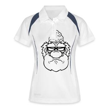 visage tête merde aigre pisse agacé - Polo respirant Femme - blanc/marine - Devant