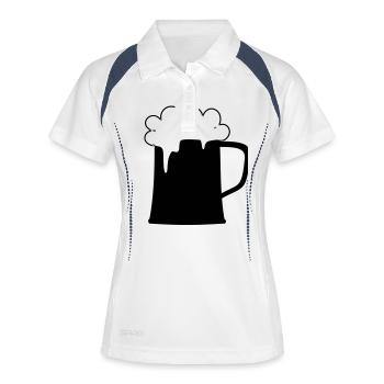 Bierkrug - Frauen Polo atmungsaktiv - Weiß/Navy - Vorne