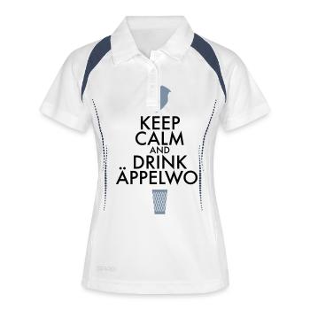 KEEP CALM AND DRINK ÄPPELWOI - Frauen Polo atmungsaktiv - Weiß/Navy - Vorne