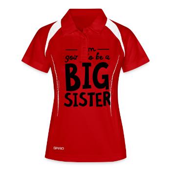 I Am going To Be A Big Sister - Frauen Polo atmungsaktiv - Weiß/Navy - Vorne
