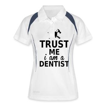 trust me i am a dentist - Frauen Polo atmungsaktiv - Weiß/Navy - Vorne