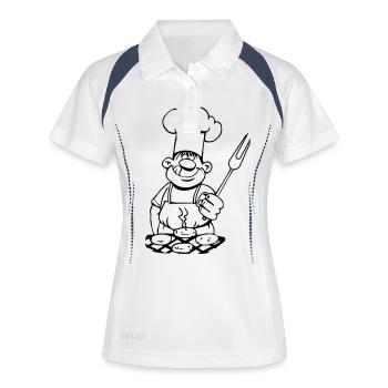 barbecue cuire cuisine barbecue - Polo respirant Femme - blanc/marine - Devant