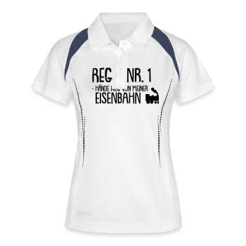 regel nr 1 hände weg von meiner eisenbahn - Frauen Polo atmungsaktiv - Weiß/Navy - Vorne