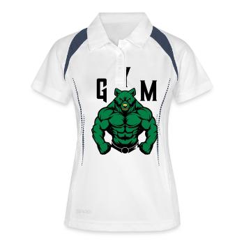 bär comic gym beast - Frauen Polo atmungsaktiv - Weiß/Navy - Vorne