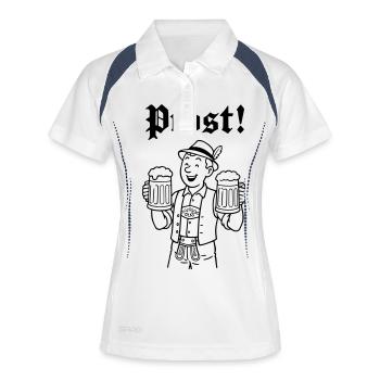 Bierjunge - Frauen Polo atmungsaktiv - Weiß/Navy - Vorne