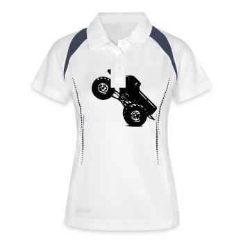 Monstertruck - Frauen Polo atmungsaktiv - Weiß/Navy - Vorne