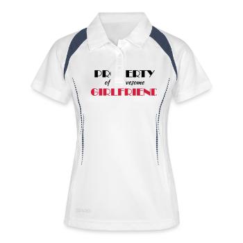 Property of my awesome girlfriend - Polo respirant Femme - blanc/marine - Devant