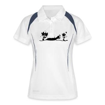 Die Schnecke / the snail (1c) - Frauen Polo atmungsaktiv - Weiß/Navy - Vorne