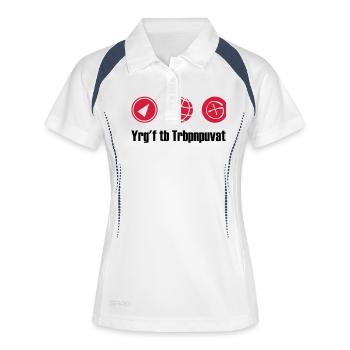 rot13 geocaching - Frauen Polo atmungsaktiv - Weiß/Navy - Vorne