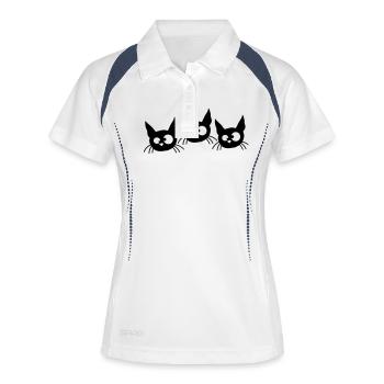 Trois chats plissés drôle 3 grimaces folles - Polo respirant Femme - blanc/marine - Devant