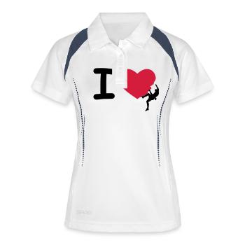 I love Climbing - Polo respirant Femme - blanc/marine - Devant