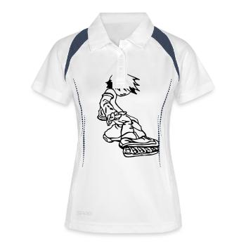skater - Frauen Polo atmungsaktiv - Weiß/Navy - Vorne